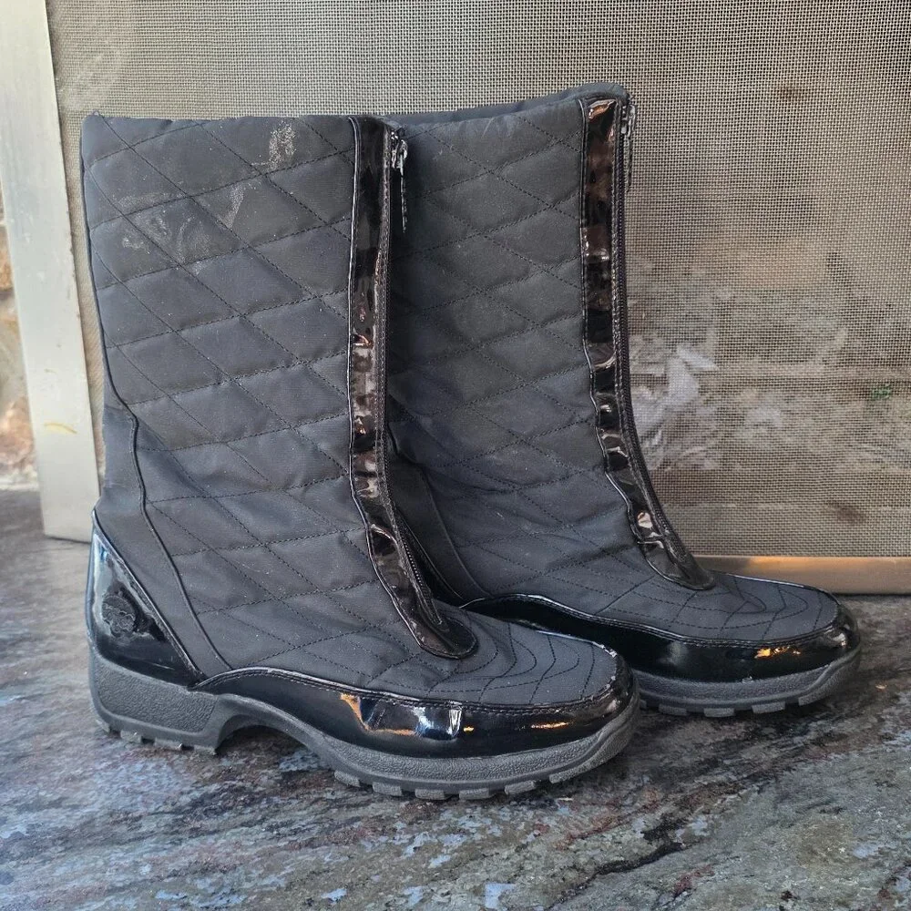 Totes Black Front Zip-Up All Weather Boots Size 10